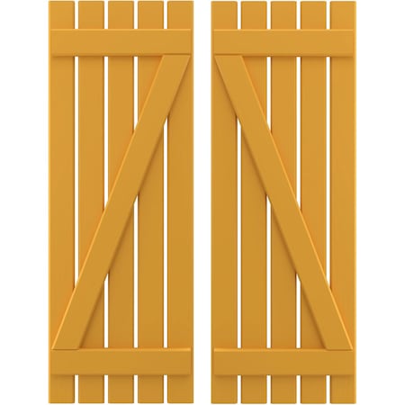 Americraft 5-Board (2 Batten) Wood Spaced Board-n-Batten Shutters W/ Z-Bar, ARW102SB519X59TUH